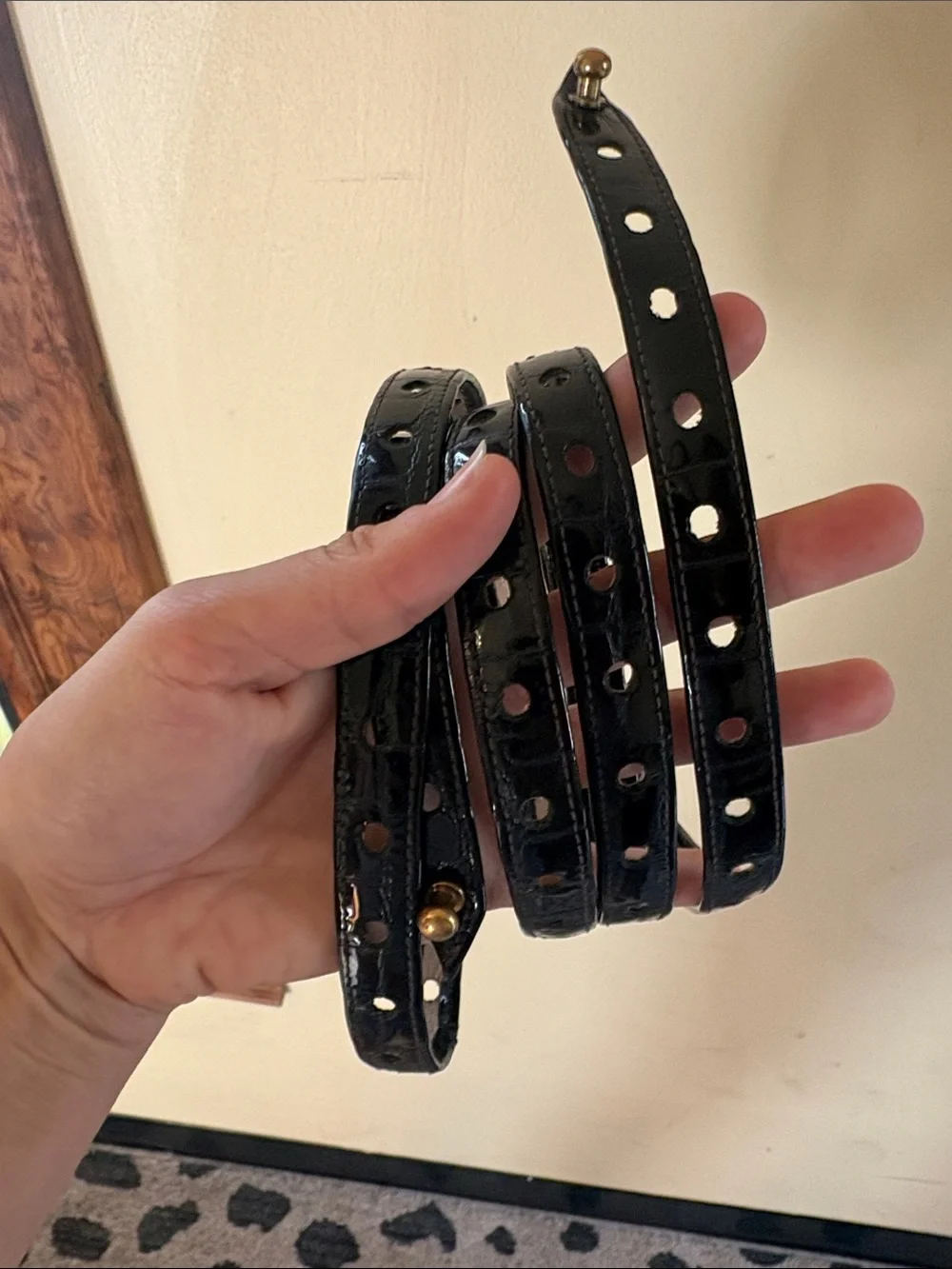 3.1 Philip Lim ID belt navy blue black Studded patent Leather Waist